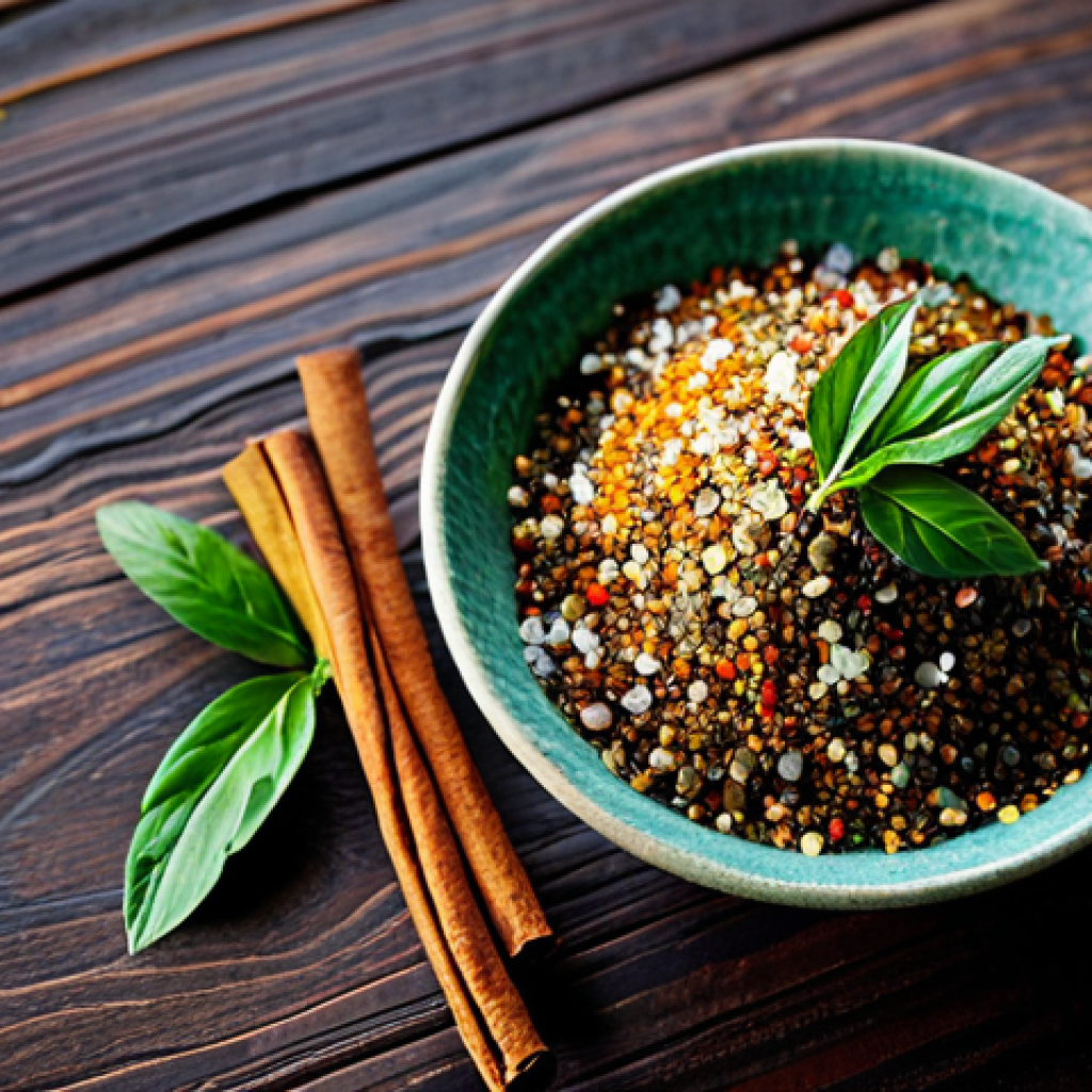 "Made in Vietnam" Spice Blend Still Life**

A vibrant close-up shot of a variety of "Made in Vietnam" spices and herbs artistically arranged on a rustic wooden surface. Key ingredients include star anise, cinnamon sticks, dried chilies, lemongrass stalks, ginger root, and a small bowl of sea salt. Intersperse this with fresh Vietnamese herbs: mint, cilantro, and basil. Add small tags with handwritten Vietnamese script identifying each ingredient. Lighting should be warm and inviting, casting soft shadows.
Quality modifiers: high resolution, studio lighting, detailed textures, professional food photography, safe for work, appropriate content, fully clothed, professional.
Anatomy rules: N/A (still life).

**