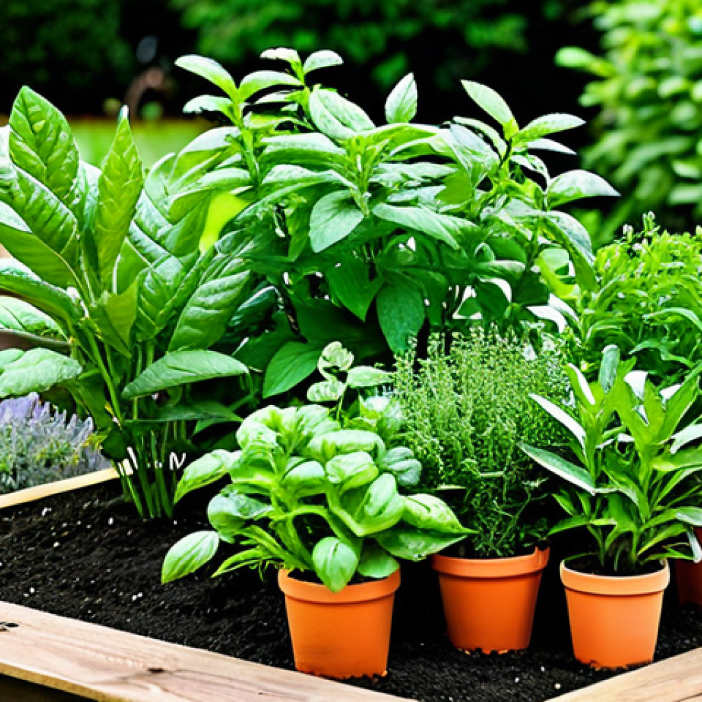 Herb Garden Bounty**
"A vibrant and colorful herb garden overflowing with lush green herbs like basil, mint, cilantro, rosemary, thyme, oregano, and kaffir lime leaves, safe for work, appropriate content, fully clothed, family-friendly, perfect anatomy (of the plants), correct proportions, natural setting, professional garden photography, high quality, bright daylight."
**